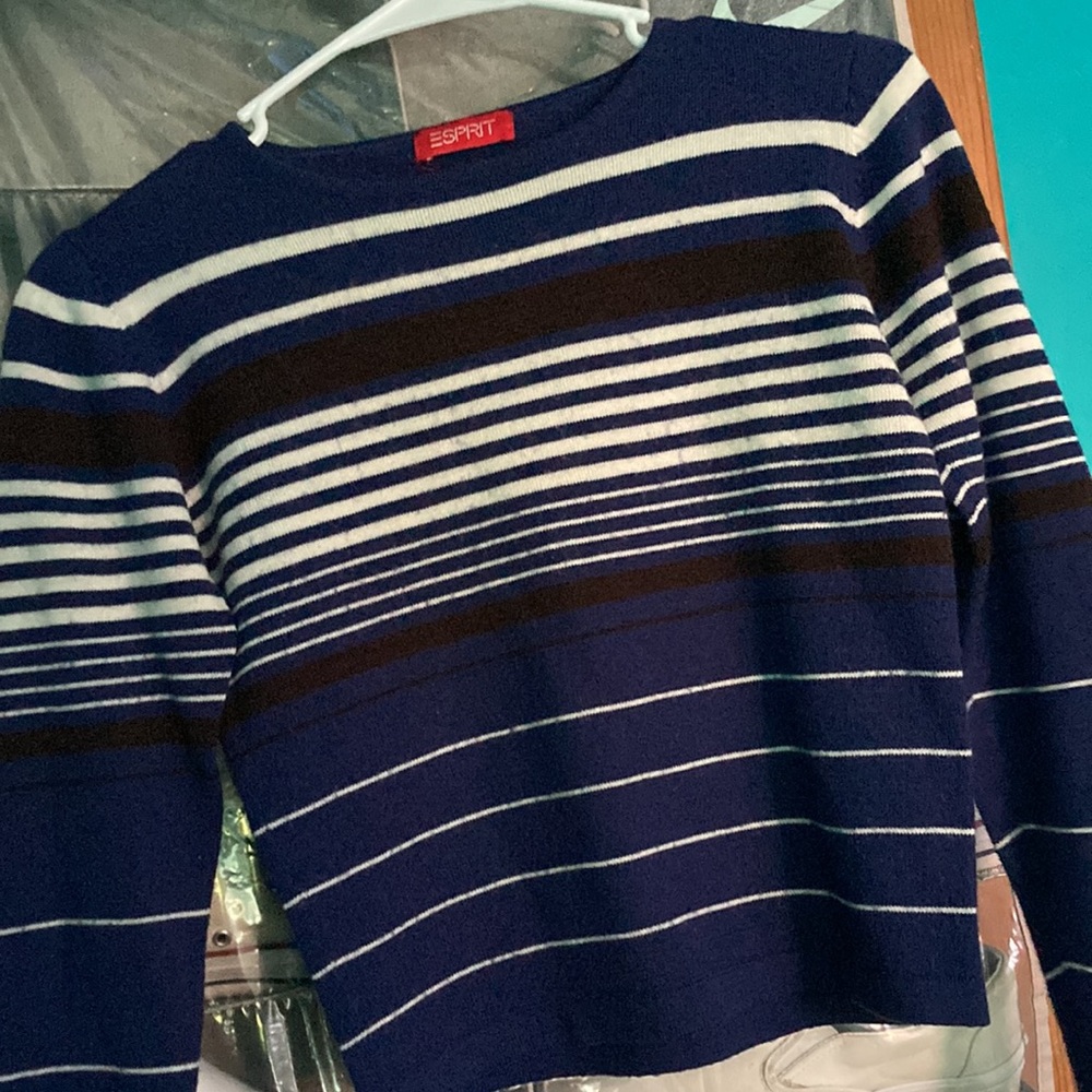 Blue, white and brown stripe sweater :)